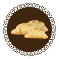 decorative frame with realistic picture set croissant bread icon Royalty Free Stock Photo