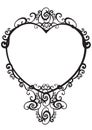 Decorative frame in the shape of a heart in a black outline, isolated object on a white background, vector illustration Royalty Free Stock Photo