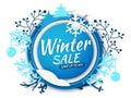 Winter sale promotion banner, poster, vector paper cut illustration Royalty Free Stock Photo