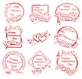 Decorative frames with hearts and music notes for saint valentine day events - vector set of romantic stamps