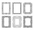 6 Decorative frames. Retro ornamental frame, vintage rectangle ornaments