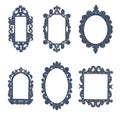 Decorative frames. Vintage elegant borders with curved design elements. Antique decorative mirror or picture framing