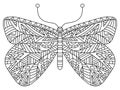 Decorative geometry hand-drawn butterfly colouring page vector illustration Royalty Free Stock Photo