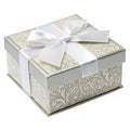 Decorative gift box with white bow isolated on white background Royalty Free Stock Photo