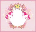 Decorative girlish frame with unicorns