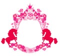 Decorative girlish frame with unicorns