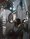 The decorative glass door on the close up shot in the morning