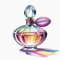 Colorful Glass Perfume Bottle With Unique Design and Vibrant Liquid Inside on a Simple Surface Royalty Free Stock Photo