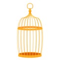 Decorative golden bird cage vector illustration isolated on white background Royalty Free Stock Photo