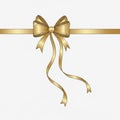 A decorative golden bow is centered Royalty Free Stock Photo
