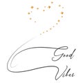 decorative good vibes slogan with heart made of golden stars on white background Royalty Free Stock Photo