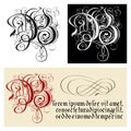 Decorative Gothic Letter B. Uncial Fraktur calligraphy. Royalty Free Stock Photo