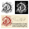 Decorative Gothic Letter D. Uncial Fraktur calligraphy. Royalty Free Stock Photo