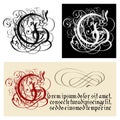 Decorative Gothic Letter G. Uncial Fraktur calligraphy.
