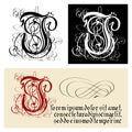 Decorative Gothic Letter J. Uncial Fraktur calligraphy.