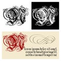 Decorative Gothic Letter N. Uncial Fraktur calligraphy. Royalty Free Stock Photo