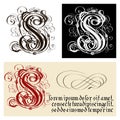 Decorative Gothic Letter S. Uncial Fraktur calligraphy. Royalty Free Stock Photo