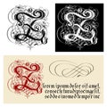 Decorative Gothic Letter Z. Uncial Fraktur calligraphy.