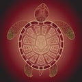 Decorative graphic turtle, tribal totem animal, illustra