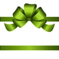 Decorative green bow with horizontal green ribbons isolated on white. Royalty Free Stock Photo