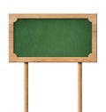 Decorative green blackboard with bright wooden frame and poles Royalty Free Stock Photo