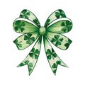 A decorative green bow features a pattern of shamrocks, evoking a festive and Irish theme Royalty Free Stock Photo