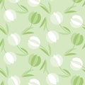 Decorative green color tulip flower seamless pattern. Royalty Free Stock Photo