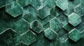 Decorative green hexagonal tiles create a textured wall design in a modern space. Generative AI Royalty Free Stock Photo