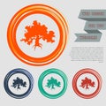 Decorative green simple tree icon on the red, blue, , orange buttons for your website and design with space text. Royalty Free Stock Photo