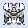 Decorative griffin. Medieval gothic style concept art. Design element