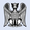 Decorative griffin. Medieval gothic style concept art. Design element