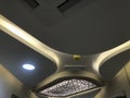 A Decorative Gypsum board suspended false ceiling with Coves for indirect lighting for an big hall area of an specialty hospital