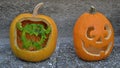 Decorative halloween doubed out pumpkin jack o lanterns