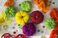 Decorative halloween pumpkins made from felt