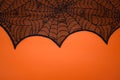 Decorative Halloween Spider Web on orange background