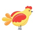 Decorative hand drawn cute chicken. Colorful character. Vector illustration isolated on white Royalty Free Stock Photo