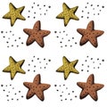 Decorative hand-drawn pattern with sea starfish in Scandinavian style