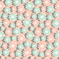 Decorative hand drawn seamless pattern vector of colorful flowers on a pink background. Abstract cute floral doodle illustration Royalty Free Stock Photo