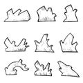 Decorative hand-drawn stumps of different shapes.