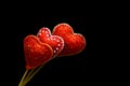 Decorative hand made hearts on black background Royalty Free Stock Photo