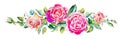 Decorative hand painting of rose isolated on white