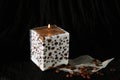 Decorative Handmade candle with coffee beans. Royalty Free Stock Photo