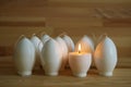 Decorative Handmade candles in the shape of eggs ready for paint