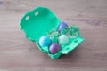 Decorative handmade easter egg present box with eggs and cress Royalty Free Stock Photo
