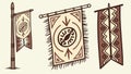 Decorative Hanging Banners with Ornate Patterns, vector design Generative AI Royalty Free Stock Photo