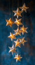 Decorative hanging star lights create a magical ambiance in a cozy interior space Royalty Free Stock Photo