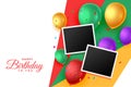 decorative happy birthday party background with empty photo frame Royalty Free Stock Photo