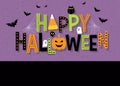 Decorative Happy Halloween typography with halloween design elements.