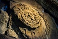 Decorative head from the temple pediment at Roman Baths, Bath, England Royalty Free Stock Photo