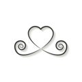 Decorative heart black linear icon. glitter logo, love symbol wi